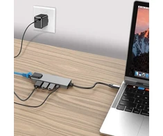 HUB USB Vega ECOBOX* ADAPTERIS TYP-C SKIRSTYTUVAS HDMI + TYP-C + USB + RJ45 DEX