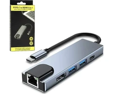 HUB USB Vega ECOBOX* ADAPTERIS TYP-C SKIRSTYTUVAS HDMI + TYP-C + USB + RJ45 DEX