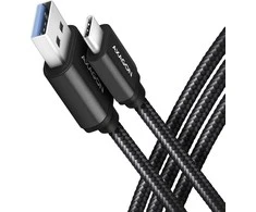 Axagon duomenų ir įkrovimo USB 3.2 Gen 1 kabelis, kurio ilgis 1 m. 3A. Juodas pynė.
