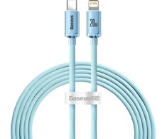 USB-C laidas prie „iP Baseus Crystal Shine“, 20W, 2m (mėlyna)