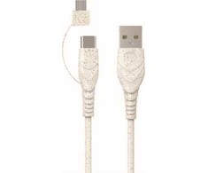 USB laidas BIOnd USB-A - microUSB + USB-C 1,2 m baltas (BIO-12-TCM)