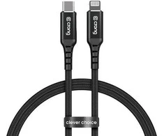 Crong Armor Link – USB-C su Lightning MFi pintas kabelis 150 cm (juodas)
