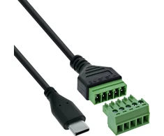 USB Delock adapteris, USB-C kištukas į 5 kontaktų terminalų bloką, adapterio kabelis – 1 m – juodas – maitinimo ir duomenų perdavimo linijos