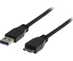 DELTACO USB 3.0 laidas, A tipo - „Micro B“ tipo lizdas, 2m, juodas USB3-020S