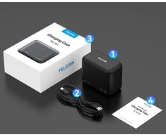 USB įkroviklis 2x įkraunamoms baterijoms, skirtoms „Insta360 X5“, „Insta 360 X 5 Telesin“ / S0-bcg-42-tis