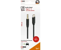 Kabelis USB 2GO Kabelis audio AUX/MP3 do USB Type-C - Stereo 100cm juoda
