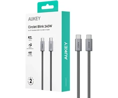 USB kabelis Aukey USB-C - USB-C 1 m pilkas (Aukey)