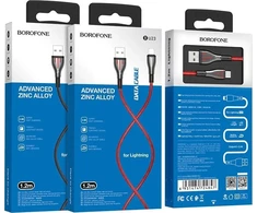 Borofone Highway - 1.2m USB to Lightning Connection Cable Juodas / Raudona