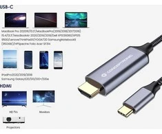 USB kabelis Conceptronic USB-C - HDMI 2 m juoda ir sidabrinė (ABBY10G)
