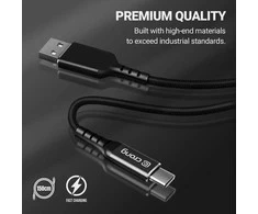 „Crong Armor Link“ – USB-C į USB-A 60 W pintas kabelis, maitinimo tiekimas, greitas įkrovimas, 150 cm juodos spalvos