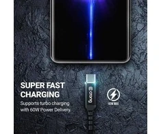 „Crong Armor Link“ – USB-C į USB-C 60 W pintas kabelis, maitinimo tiekimas, greitas įkrovimas, 150 cm juodos spalvos