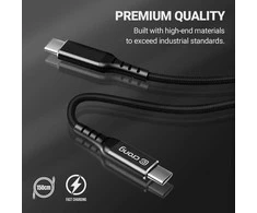 „Crong Armor Link“ – USB-C į USB-C 60 W pintas kabelis, maitinimo tiekimas, greitas įkrovimas, 150 cm juodos spalvos