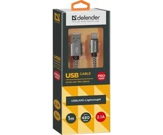 Defender USB-LIGHTNING 1,0m 2.1A Baltas