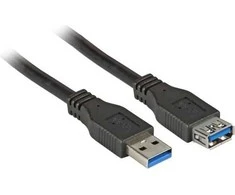 USB kabelis EFB USB-A - USB-A 3 m Juodas (K5237.3)
