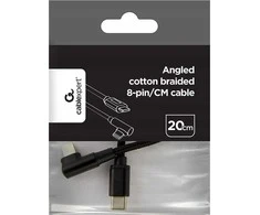 Kabelis Gembird USB C tipo kištukas - 8 kontaktų kištukas, 0.2 m, juodas