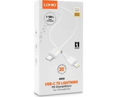 Kabelis USB-C - Lightning LDNIO 1m 30W balta LC121I