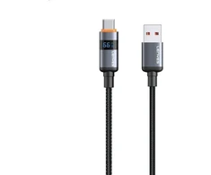 USB kabelis Lenyes USB-A - USB-C 1 m juodai pilkas