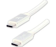 USB kabelio logotipas (3.2 gen 1), USB C (M) - USB C (M), 1m, 5 Gb/s, 5V/3A, balta, dėžutė, nailono pynė, aliuminio jungties dangtelis