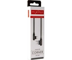 Maxximus KABELIS MX CORNER GREITOJO ĮKROVIMO MICRO USB 2.4A/1M/ Juodas KAMPINIS