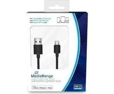 USB kabelis MediaRange USB-A – žaibiškas 1 m juodas (MRCS137)