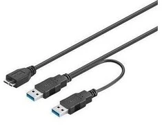 USB kabelis PremiumCord 2x USB- A - mikro B 0, 3 m Juoda (ku3y01)