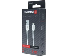USB kabelis Swissten USB-A - Lightning 1 m, baltas (SW-BA-LIGH-3A-1M-WH)