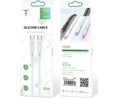 Kabelisis 60W 1m USB-C - USB-C T-Phox Gentle Juodos spalvos