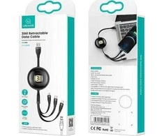 USAMS kabelis U69 3-in-1 1m mėlynas (Lightning/microUSB/USB-C) SJ508USB02 (US-SJ508)