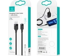 USAMS Lightning laidas 2.4A 1.2m Fast Charging Lithe Series juodos spalvos SJ565USB01 (US-SJ565)