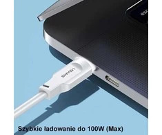 USAMS kabelis USB-C į USB-C 100W 1.2m Port Ekranas Fast Charging Lithe Series violetinės spalvos SJ567USB03