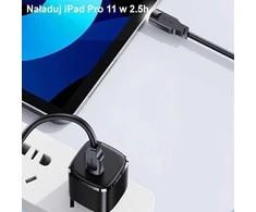 USAMS kabelis USB-C į USB-C 100W 1.2m su ekrano rodiniu, greitas įkrovimas, Lithe serija, violetinės spalvos SJ567USB03
