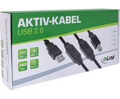 USB kabelis Vision USB-A - USB-B 15 m juodas (34512A)