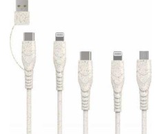 USB laidas BIOnd USB-A + USB-C - USB-C + microUSB + 2x Lightning 1,2 m baltas (BIO-51-UNI)