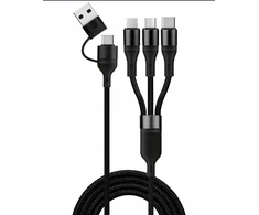 USB laidas USB-A - USB-C + microUSB + Lightning 1,2 m juodas (N940)