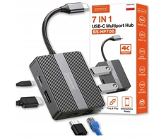 USB šakotuvas Zenwire šakotuvas USB-C 7w1 adapteris USB 3.0 HDMI 4K 60Hz ekrano prievadas gigabito RJ-45 1000M BS-HP706