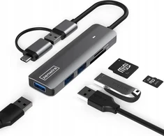 USB šakotuvas Zenwire USB-C šakotuvas 7in1 3x USB 3.0 SD TF kortelių skaitytuvas COMBO Zenwire