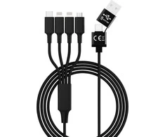 USB kabelis Smrter USB-A - USB-C + microUSB + 2x Žaibas Juodieji (LPRS _ ELITE _ L _ BK)