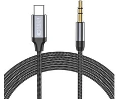 Kabelis 1m USB-C – AUX mini jack 3,5mm Tech-Protect Ultraboost juodos spalvos