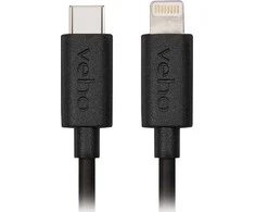 USB Veho „Lightning“ į USB-C laidas, 0,2 m, juodas (VCL-004-MFI-C-20CM)