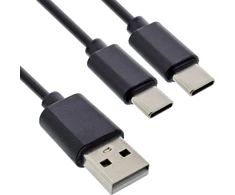 Inline USB Vision kabelis USB-A - 2x USB-C, 0,5 m, juodas