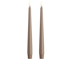 Usorteret Moods &amp; More MM LED taper candle, Silk, Slim, Sand, 2-pack, 23x250 mm