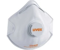 Respiratorius Uvex Silv-Air Classic 2210 FFP2, puodelio tipo su vožtuvu, baltas, 3 vnt mažmeninėje pakuotėje