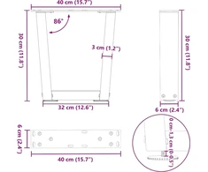 Kavos staliuko kojelės, V formos, 2 vnt., baltos, 40x(30-31,3) cm, plienas