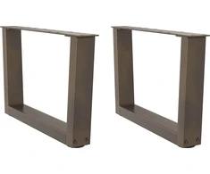 Kavos staliuko kojelės, V formos, 2 vnt., natūralus plienas, 50x(30-31,3) cm, plienas