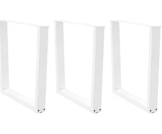Valgomojo stalo kojelės, 3 vnt., baltos, 80x(72-73,3) cm, plienas, V formos