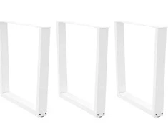 Valgomojo stalo kojelės, 3 vnt., baltos, 90x(72-73,3) cm, plienas, V formos