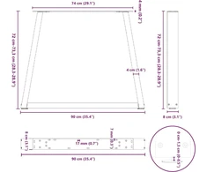 Valgomojo stalo kojelės, V formos, 3 vnt., natūralus plienas, 90x(72-73,3) cm, plienas