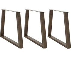 Valgomojo stalo kojelės, V formos, 3 vnt., natūralus plienas, 90x(72-73,3) cm, plienas