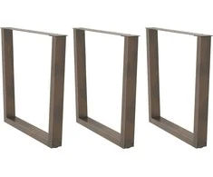 Valgomojo stalo kojelės, V formos, 3 vnt., natūralus plienas, 80x(72-73,3) cm, plienas