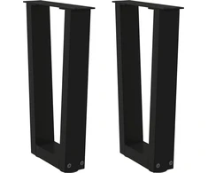 Kavos staliuko kojelės, V formos, 2 vnt., juodos, 38x(42-43,3) cm, plienas